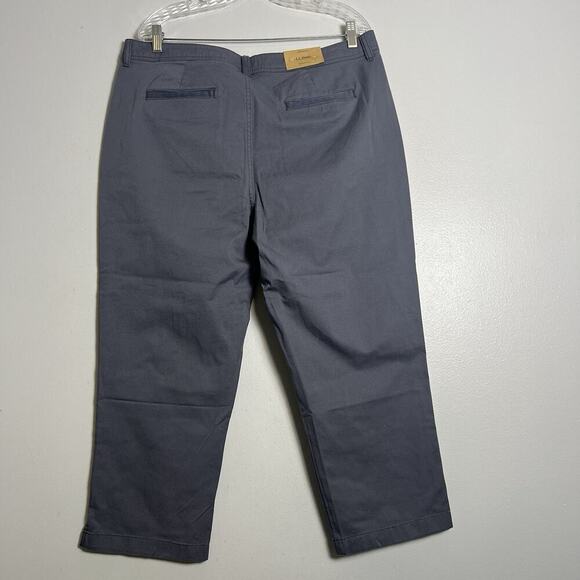 NWT L L Bean Women's Cropped Pants Gray Plus Sz 16 Organic Cotton Casual Outdoor - Picture 11 of 13